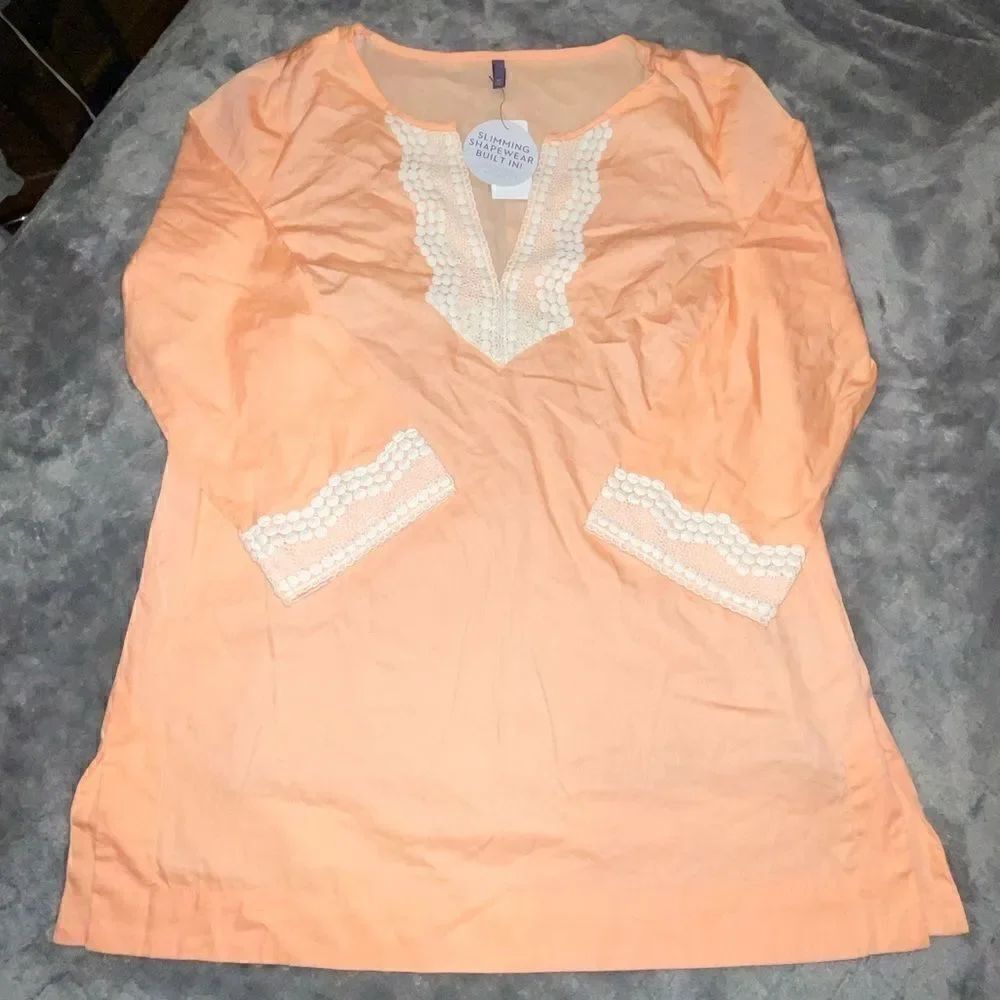 NYDJ Embroidered Blouse w/ Built In Shapewear